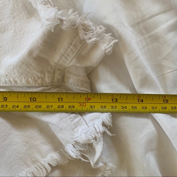 Ultra High Waisted White Distressed Denim Shorts - Picture 8 of 8